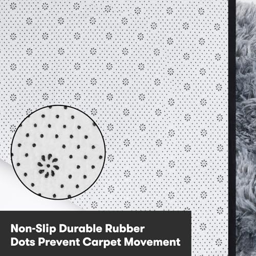 JOJOSEE Rugs Living Room, 160 x 230 cm Grey Area Rug, Anti Slip Soft Fluffy Shaggy Extra Large Floor Carpets Mat for Bedroom, Nursery Bedside (Dark