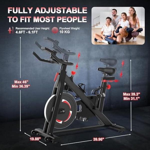 Dripex Exercise Bike for Home Use ,Super Quiet Magnetic Resistance Indoor Cycling Stationary Bike With LCD Momitor & Tablet Holder, Gym Bike for Home Training Cardio,150kg Capacity