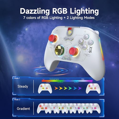 EasySMX X15 Wireless PC Controller with Hall Triggers, Hall Joysticks, Enhanced Bluetooth Game Controller,No Drift No Deadzone effect, Compatible with Windows PC, Android, Steam and Switch