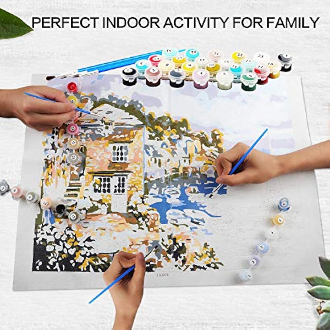 Painting by Numbers for Kids, DIY Canvas Oil Painting Kit for Adult with Paint Brushes Acrylic Pigment Drawing Paintwork 16x20inch Without Frame(Yellow Flower)