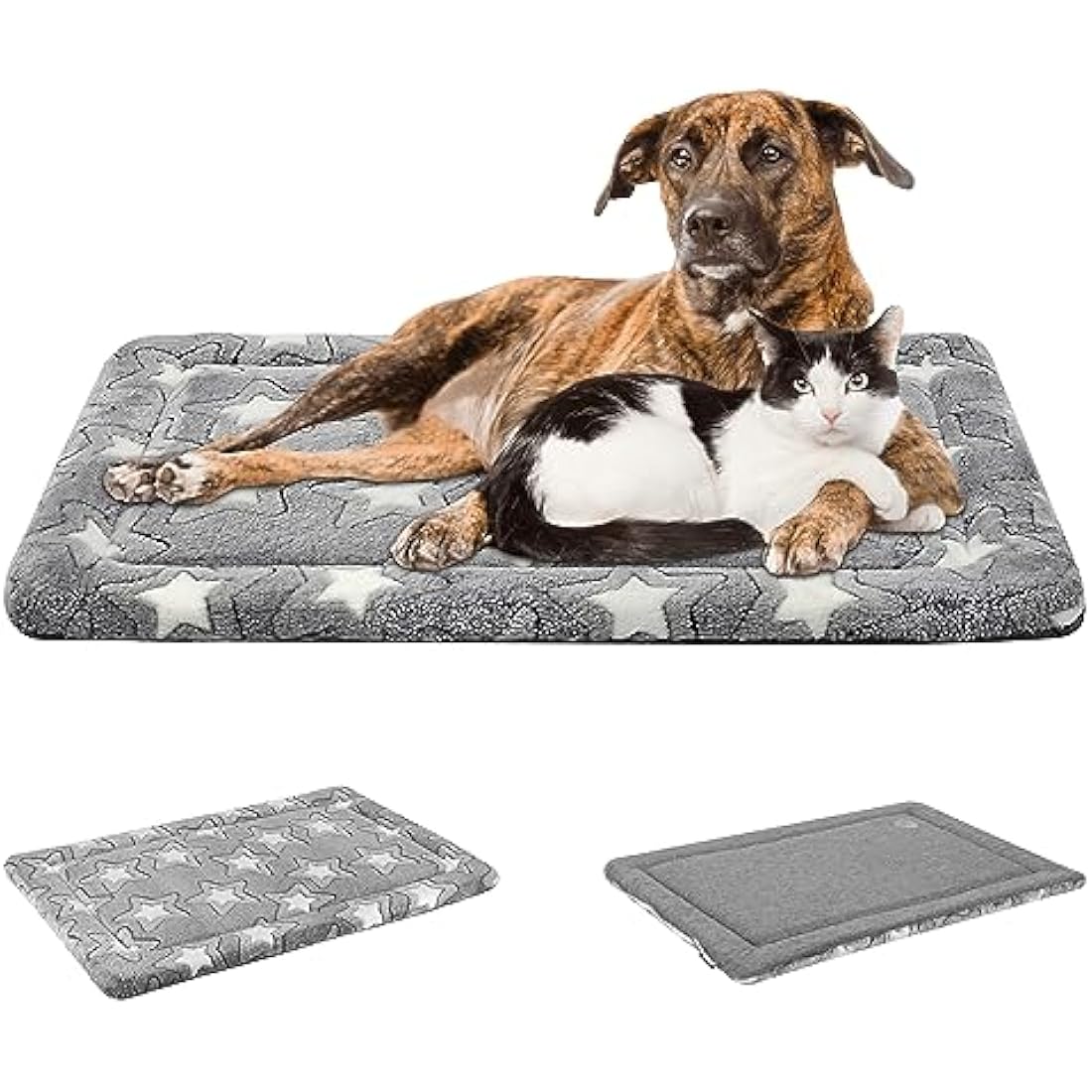 EMPSIGN Large Dog Bed Washable Reversible Cool and Warm Mattress for Crate with Removable Cover, Grey, 137x84x2.8cm