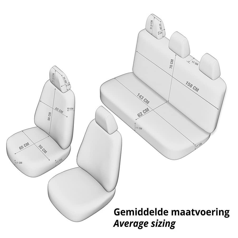 otoM Universal Full-Leather Seat cover set 'Premium' Black + Red trim - 11-pieces - compatible with Side-Airbags