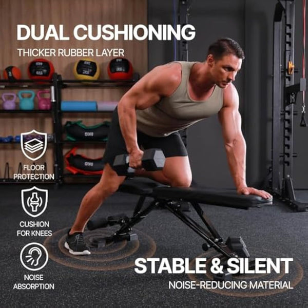 AIRHOP 0.56in Thick 48 Sq Ft Exercise Equipment Mats, 12 Tiles Upgraded Rubber Top with High Density EVA Foam, Large Interlocking Puzzle Gym Flooring For Home Gym, Heavy Weight Workout, 24 x 24in