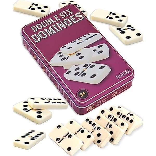 Jaques of London Dominoes - Luxury Dominoes Set for Adults & Kids | Traditional Game in Tin Box - Since 1795