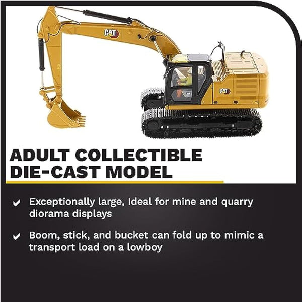 Diecast Masters 85569 Caterpillar 320 Hex Excavator 1:50 Scale Approx. 18.3 x 6.3 x 8 cm, Ages 14 Years, 85569, Yellow