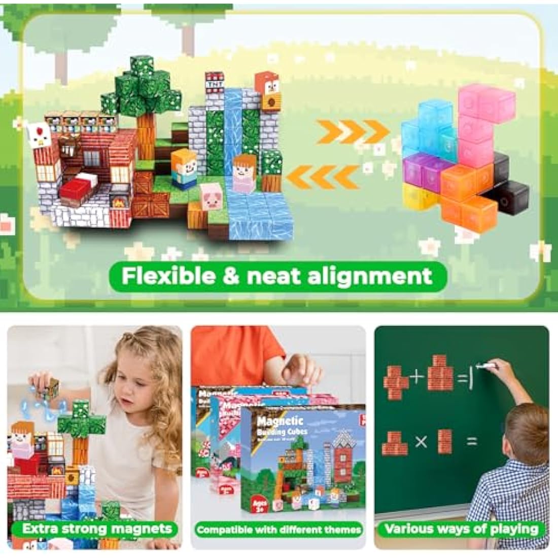 Goody King Magnetic Building Blocks | 150PCS Magnetic Blocks Cube for Boys & Girls Age 3 4 5 6 7 8 9 10, STEM Montessori Stacking Toy, Building Toys Birthday for Kids