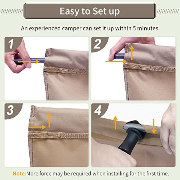 FreiZelt Camping Cot Folding Bed Lightweight Aluminum Poles Compact Portable Camp Bed Easy to Build Resilient Camping Bed for Tents - Khaki