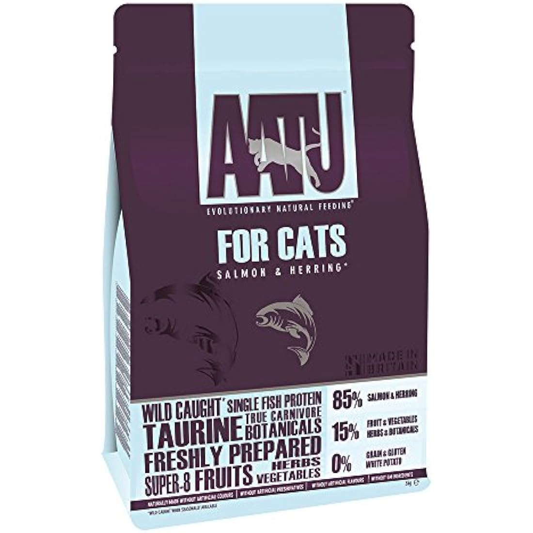 AATU 85/15 Complete Dry Cat Food, Salmon & Herring 3kg - High Protein, Grain Free Recipe, No Artificial Ingredients