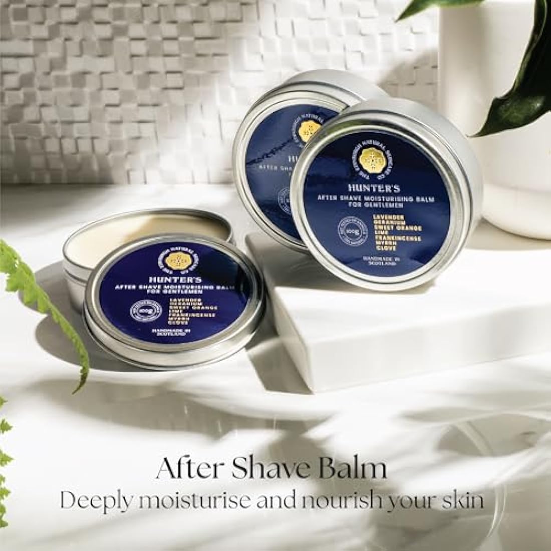 Edinburgh Skincare Gift Box for Men | Hunters Aftershave Balm, Gentlemen’s Daily Moisturising Serum & Luxury No.1 Solid Hand Cream Bar | Natural Skin Care | Gifts for Him