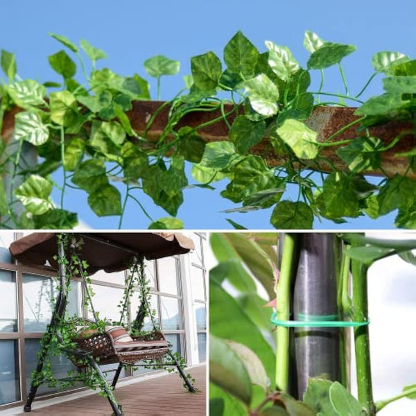 Ivy Artificial Garland Pack of 12 Green Fake Ivy Plants Ivy Vine for Garden Wedding Party Wall Decoration (2.2 m, with 12 Pieces Plant Clips, 30 m Cable Ties)