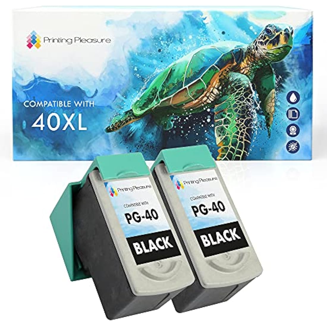 2 Remanufactured PG-40 Ink Cartridges for Pixma iP1200 iP1300 iP1600 iP1800 iP1900 iP2200 iP2500 iP2600 MP140 MP150 MP160 MP170 MP180 MP190 MP210 MP220 MP450 MP460 MX300 MX310 - Black, High Capacity