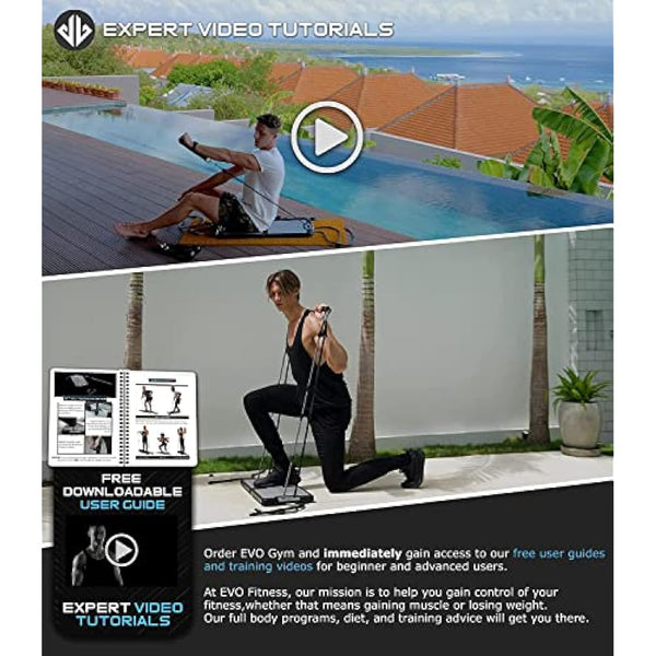 EVO Gym Tragbares Krafttrainingsgert fr zu Hause, Fitnessstudio; All-in-One-Fitnessstudio; Widerstandsbnder, Basis hlt Turnstange und Griffe fr Reisen | Tragbares Fitness- und