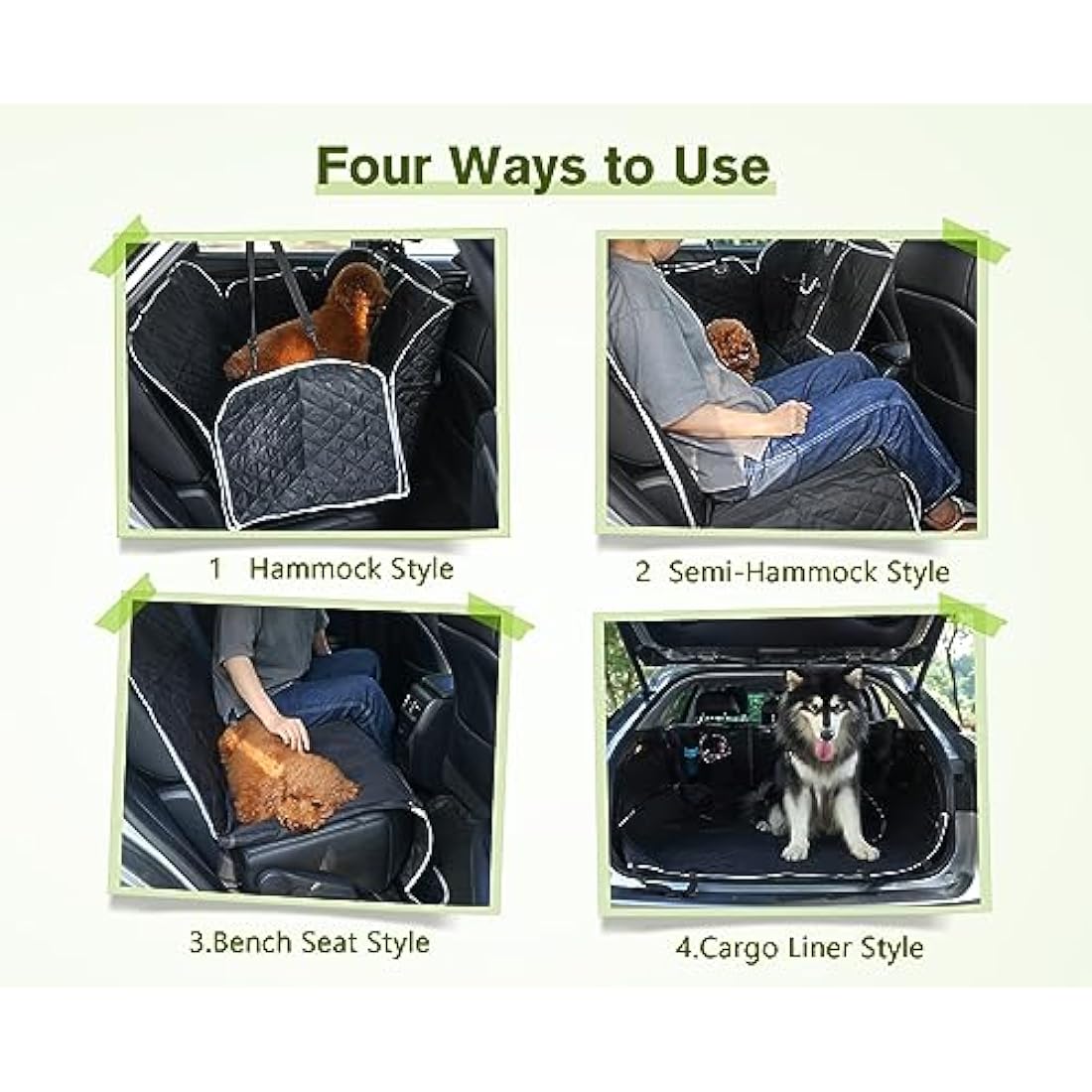 pecute Dog Car Seat Cover, Car Seat Cover for Dogs with Viewing Window/Side Flaps/Storage Bags, Dog Hammock Scratch Proof Nonslip Back Seat Protector for Cars Trucks SUV(146x136cm)