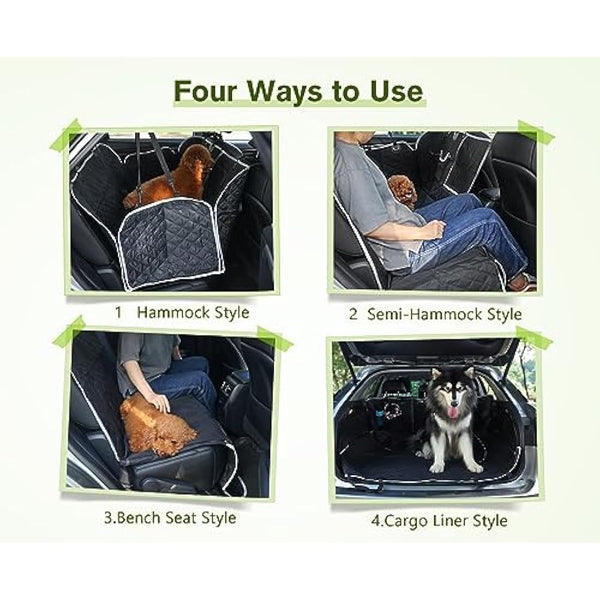 pecute Dog Car Seat Cover, Car Seat Cover for Dogs with Viewing Window/Side Flaps/Storage Bags, Dog Hammock Scratch Proof Nonslip Back Seat Protector for Cars Trucks SUV(146x136cm)
