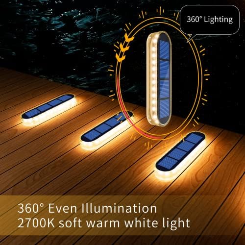 YiLaie Solar Deck Lights, Garden Solar Lights Solar Step Lights, 6 Pack IP68 Waterproof Auto On/Off Solar Lights Outdoor Garden Fence with 30 LED for Driveway Deck Pathway Stair Fence Decoration