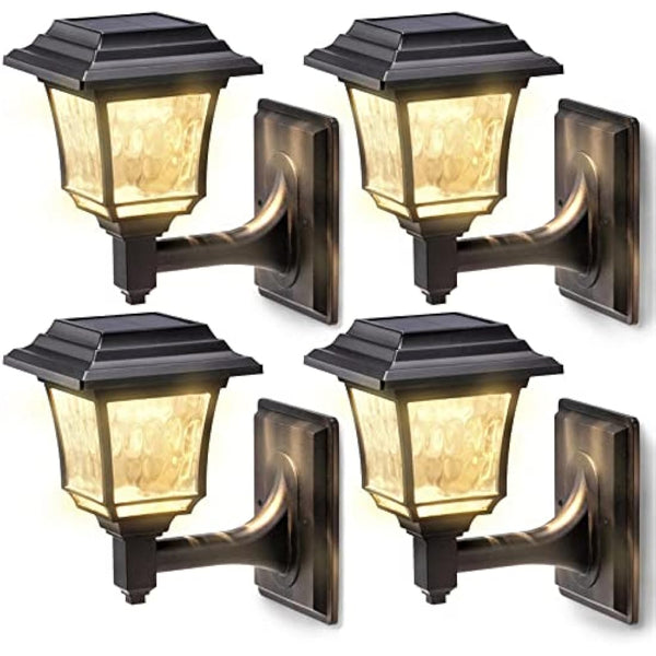 LeiDrail Solar Fence Lights, 2 Modes Solar Lights Outdoor Garden Cool White/Warm White LED Solar Powered Wall Lights Waterproof Decor for Patio Yard 4 Pack