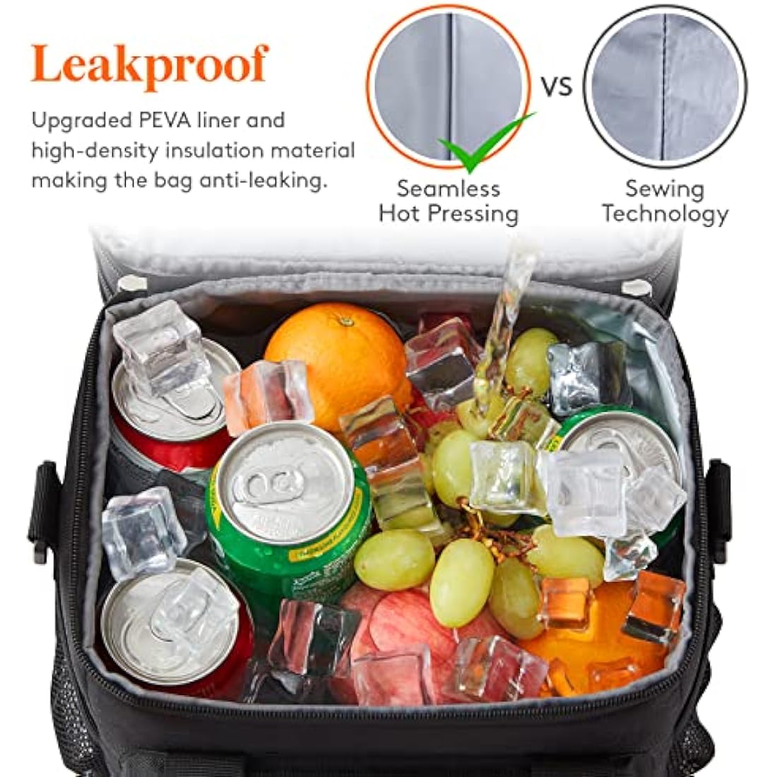 Lifewit 21L 30Can Lunch Box for Men Women Double Deck Lunch Bag, Large Insulated Soft Cooler Bag, Leakproof Soft Meal Prep Lunch Tote with Shoulder Strap for Adults for Work/Picnic/School, Black