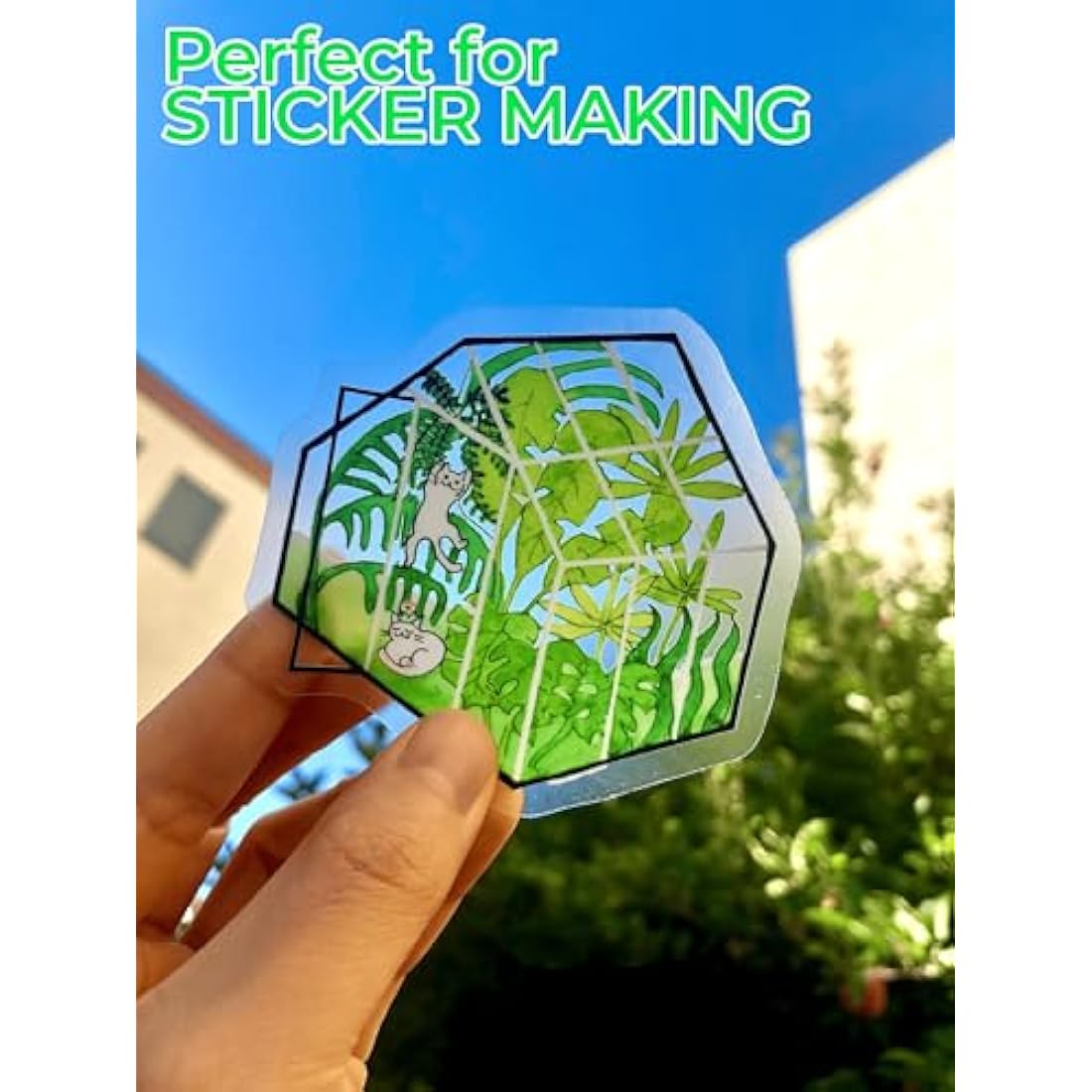 Evergreen Goods 100 Sheets A4 Transparent Sticker Paper Vinyl | Inkjet Printable Self Adhesive Glossy Clear Printable Vinyl Stickers for Creating Labels and Signs | Not Waterproof