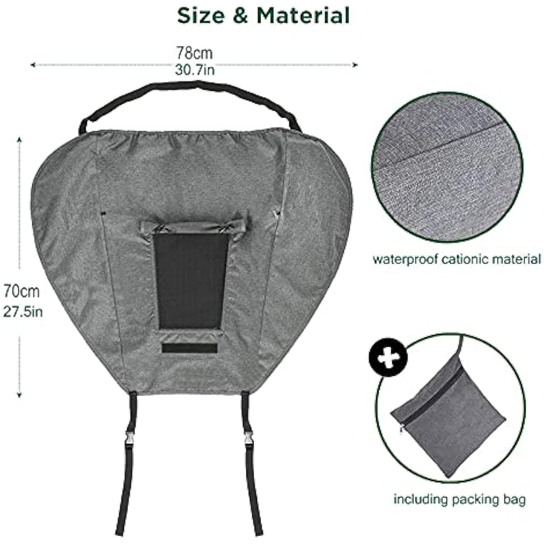 Universal Buggy Pram Sunshade, Hantoc Pram Baby Sun Shade Sun Cover with Viewing Window for Strollers Pushchairs UV Protection Water Resistant Grey