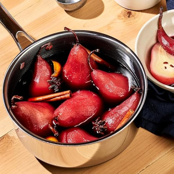 HexClad Hybrid Nonstick 3-Litre Saucepan with Tempered Glass Lid, Stay-Cool Handle, Dishwasher-Friendly, Oven-Safe Up to 480°C, Induction Ready, Compatible with All Cooktops