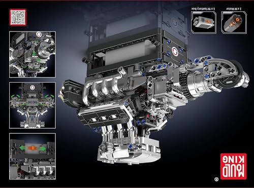 Mould King 10193 Engine Building Blocks Toy Kit, Boxer Engine Clamping Blocks Construction Kit Model, Toy Gift Collectibles for Adults Boys Girls(609 Pieces)