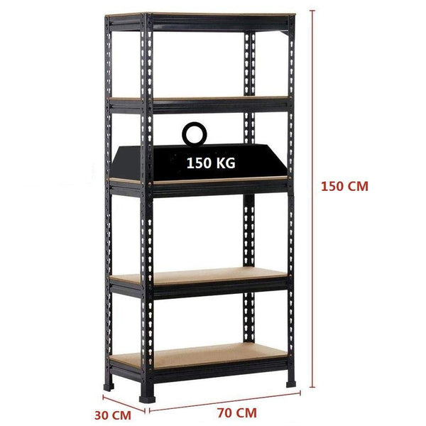 Yaheetech 5 Tier Garage Shelving Units, Heavy Duty Racking shelves, 150KG Per Shelf/750KG Capacity, 70cmx30cmx150cm（LxWxH,Dark Gray