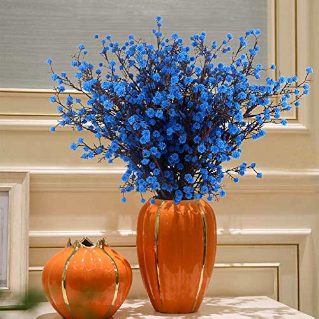 ETERNITY.YJ Artificial Flowers, 4 PCS Babys Breath Artificial Flowers Bulk Artificial Gypsophila Bouquets Real Touch Fake Flowers for Wedding Home Party Office Table Centerpiece Decor (Blue)
