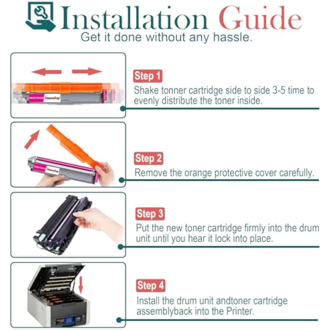 HenceBuy TN241 TN245 Toner Cartridges for Brother TN-241 TN-245 Compatible for HL-3140CW 3142CW 3150CDW 3170CDW DCP-9020CDW 9015CDW MFC-9140CDN 9340CDW 9330CDW (Black Cyan Magenta Yellow, 4-Pack)