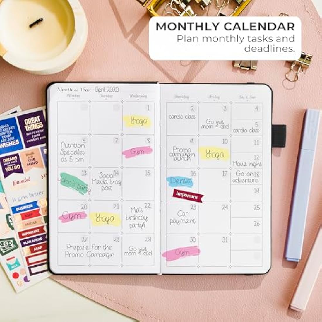 GoGirl Planner and Organizer for Women - Pocket Size Weekly Planner, Goals Journal & Agenda to Improve Time Management, Productivity & Live Happier. Undated – Start Anytime, Lasts 1 Year – Black