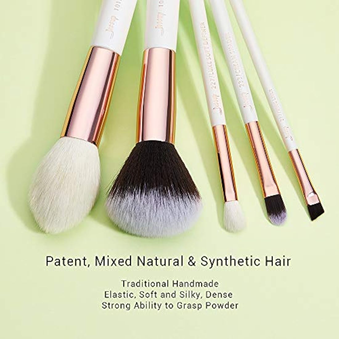 Jessup 15Pcs Professional Foundation Makeup Brushes Set Make up Brush Tools kit Powder Definer Shader Liner Pearl White/Rose Gold T220