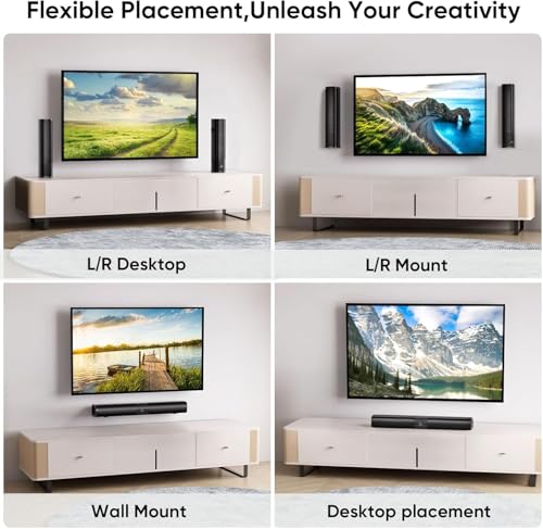 Saiyin Sound Bar for Smart TV, 90W Compact Soundbar Speaker with Subwoofer, 2.1Channel Home Theater Surround Sound System with Crisp Vocals and Deep Bass for TV PC Projector