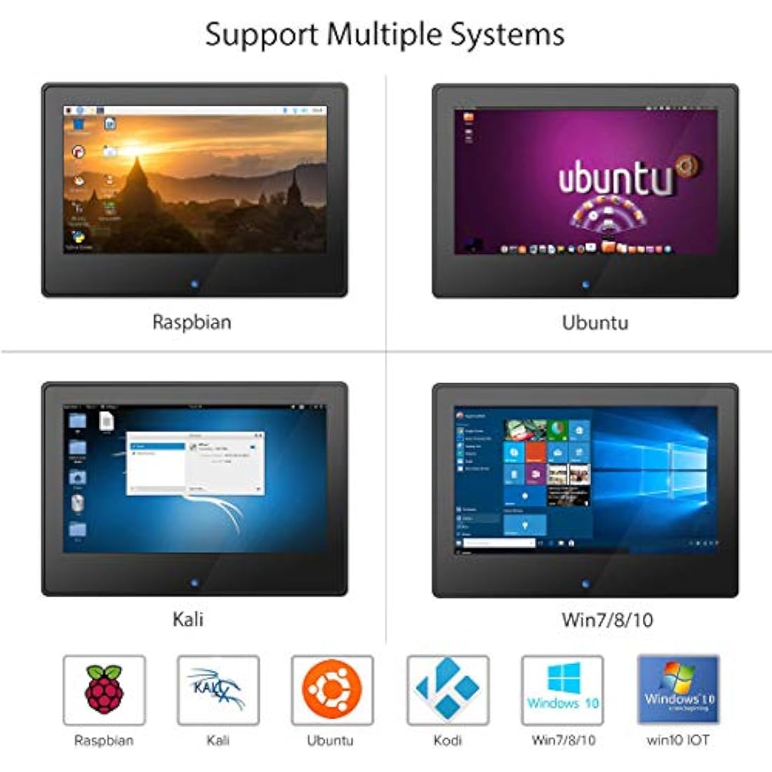 ELECROW For Raspberry Pi Screen, 7-inch 1024 * 600 Touch Screen Monitor with Built-In Speakers Compatible Raspberry Pi 4 3B+ Raspberry Pi Zero Raspberry pi 400, Windows PC, Jetson Nano