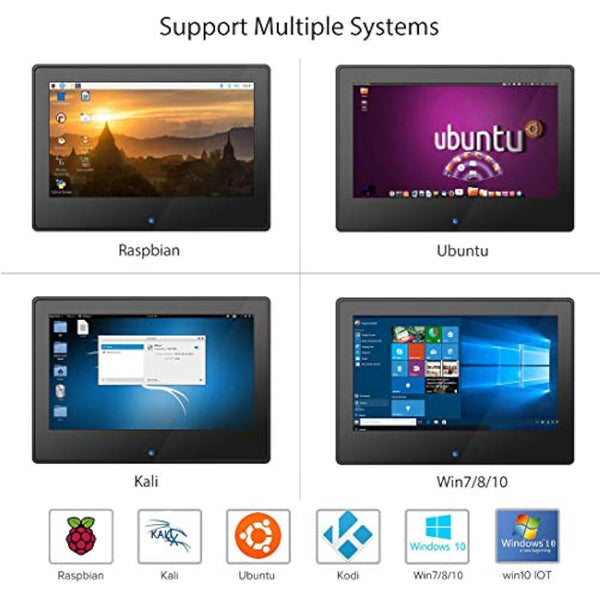 ELECROW For Raspberry Pi Screen, 7-inch 1024 * 600 Touch Screen Monitor with Built-In Speakers Compatible Raspberry Pi 4 3B+ Raspberry Pi Zero Raspberry pi 400, Windows PC, Jetson Nano