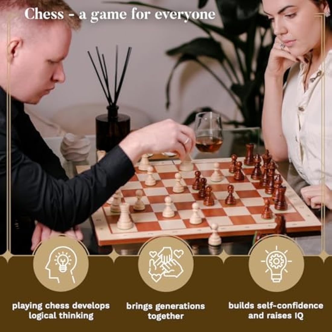 Classic STAUNTON Chess Set NO.5 in Natural Wood Box | Master of Chess Wooden Chess Set | Wooden Chess Pieces Only - Handmade Tournament Chess Set Without Chess Table