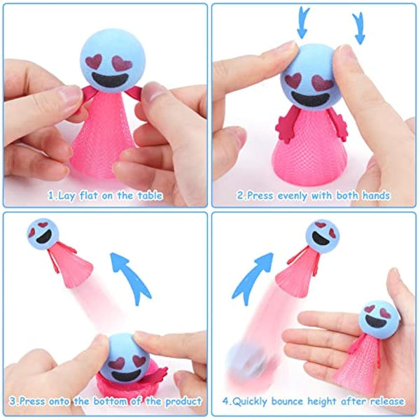 Ainiv 12PCS LED Emoji Creative Bouncing Dolls, Jumping Elf Fidget Toys, Kids Party Bag Fillers, Novelty Cool Spinning Toy, Stress Relief Toy, Funny Jump Bounce Elf Fly Toy for Party Supplies Christmas