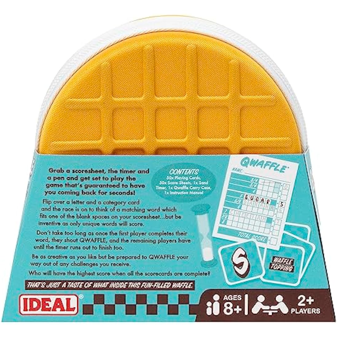 Ideal | Qwaffle: The tasty game of words and letters | Family Word Games | 2+ Players | Ages 8+