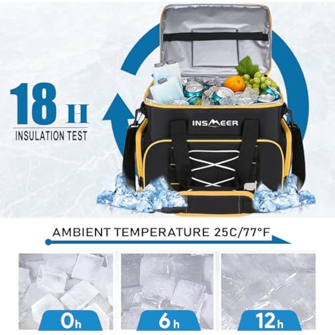 INSMEER Large Cooler Bag 55 Cans, 45L Large Capacity Insulated Cool Bag, Foldable Storage Bag Leak-Proof Thermal Bag XXL with Bottle Opener for Shopping/Camping/Beach/Picnic