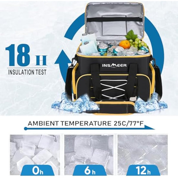 INSMEER Large Cooler Bag 55 Cans, 45L Large Capacity Insulated Cool Bag, Foldable Storage Bag Leak-Proof Thermal Bag XXL with Bottle Opener for Shopping/Camping/Beach/Picnic