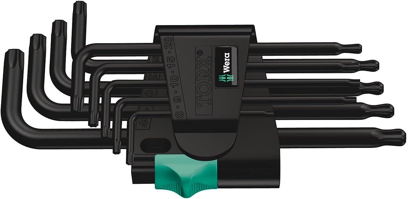 Wera 967 PKL TORX® Ball-end BlackLaser L-key set in a two-component clip, 9pc, 05024242001