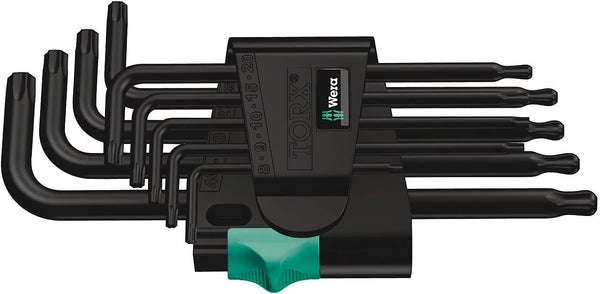 Wera 967 PKL TORX® Ball-end BlackLaser L-key set in a two-component clip, 9pc, 05024242001