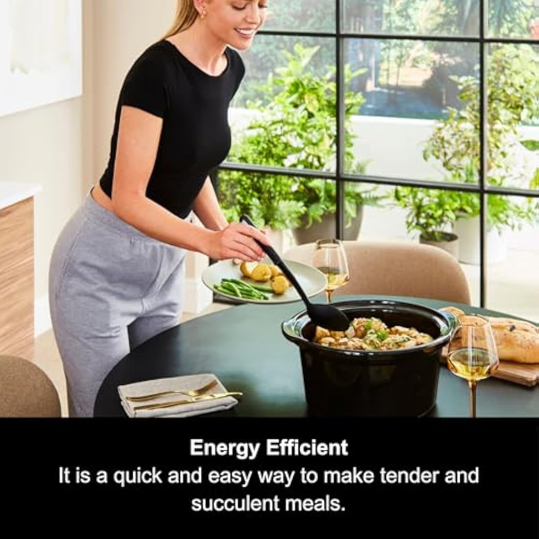 Morphy Richards 6.5L Slow Cooker, Ceramic Pot, 3 Cooking Settings, Easy Clean, Silver, 461013, Brushed Steel