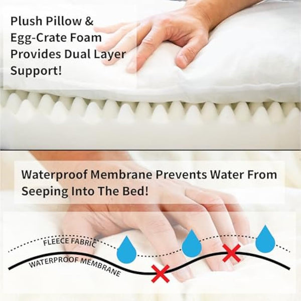 Elite Paws® UK: Luxury Orthopaedic Style Dog Bed - Dual-Layer Foam Base With Plush Cushion Top, Bolstered Sides for Head, Neck & Joint Support, Plus Zip-Off Washable Fleece Cover (Cream/Grey, S)