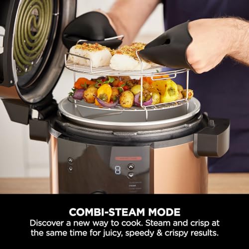 Ninja Foodi MAX 14-in-1 SmartLid Multi Cooker, 7.5L Electric Pressure Cooker & Air Fryer, Combi-Steam, Slow Cook, Bake, Grill, Copper/Black Amazon Exclusive OL650UKCP