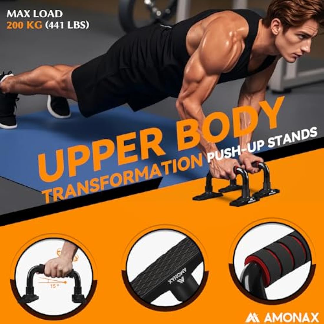 Amonax Convertible Ab Wheel Roller with Large Knee Mat for Core Abs Rollout Exercise. Double Wheel Set with Dual Fitness Strength Training Modes at Gym or Home