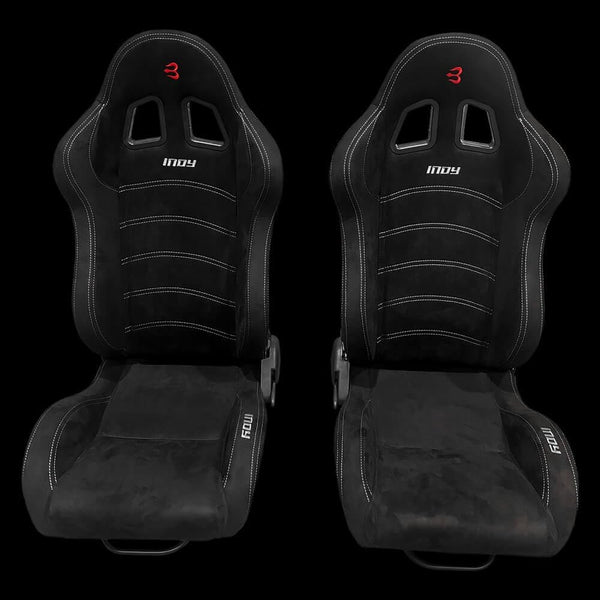 Set of Barbarian Reclining Bucket INDY Racing Seats for Focus Mk2 (All Models) Ford, Black Suede, Track, Race, Drift