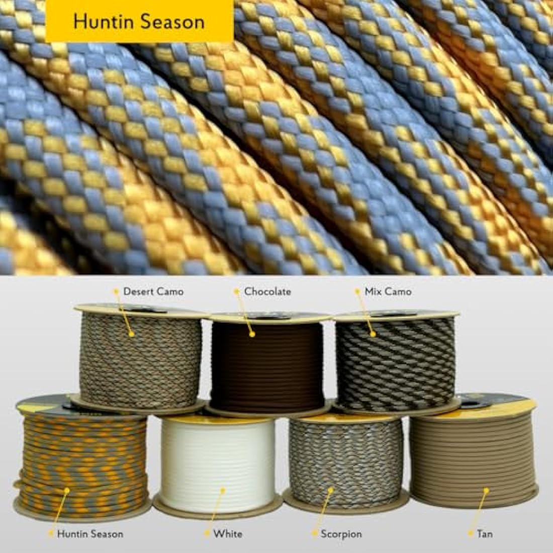 EdcX 4mm Rope 550 - Type III, 100% Rope, 7 Strand Rope, 4mm Rope in Solid Colors