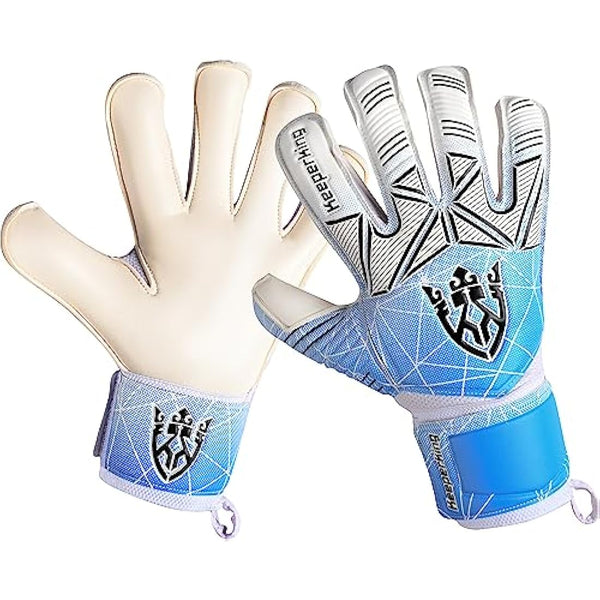 Keeperking Goalkeeper Gloves Kids, Boys, Youth, Adult, Men - Goalie Gloves Latex Strong Grip palms with Removable Finger Spines Protection - Football Goalkeeping Gloves (Size 5/6/7/8/9/10)