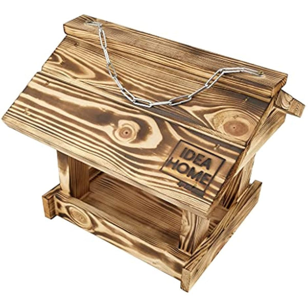 LEVIATAN MAXI Wooden Bird Feeder | Chain Hanging | Outdoor Feed Tray with Roof | Ready-to-Use, No Assembly Required | Feeder for Wild Birds All Year Round