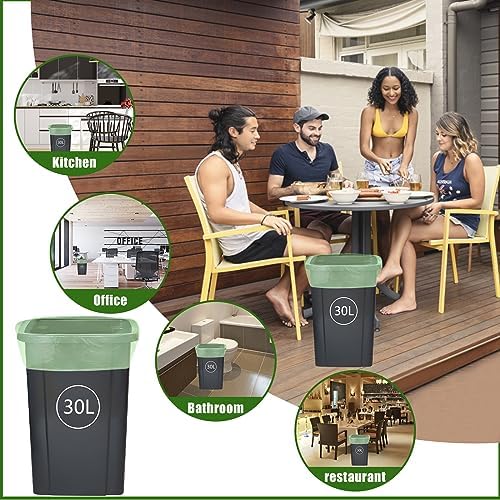 80 x 30 Litre Bin Bags, 8Gallon/30L Food Waste Bags 4 Roll Caddy Bin Liners for Kitchen Office Bathroom(60x65cm)