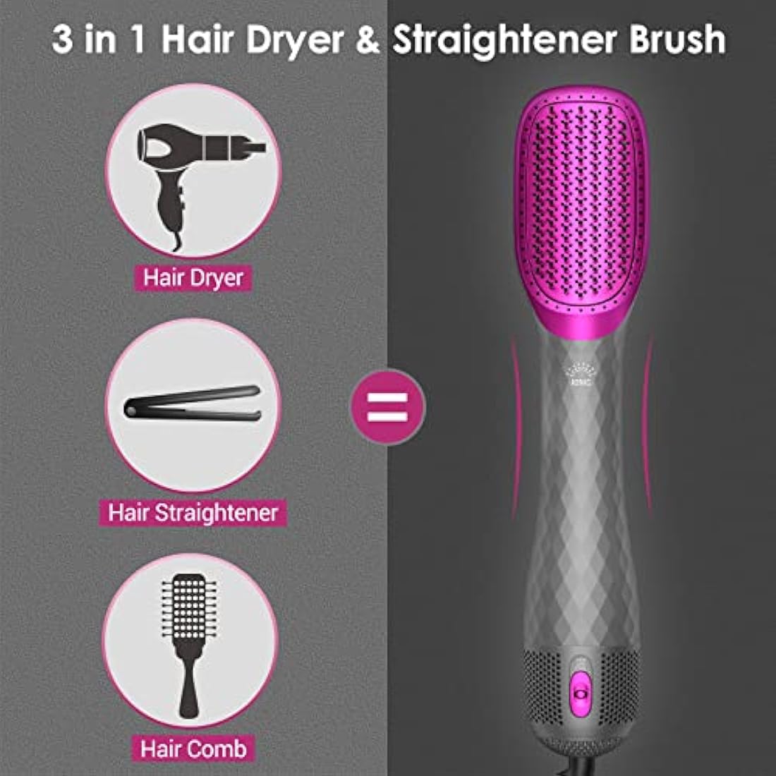 APOKE 3 in 1 Hair Dryer Brush Professional 1200W Powerful Ceramic Tourmaline 3 Heat/2 Speed Settings One Step Hair Dryer and Styler